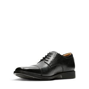 Clarks Black Leather Tilden Cap Derby Shoes