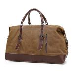 Oversized Canvas Duffel Bag with PU Handle