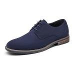 Navy Suede Lace-Up Derby Shoes for Men