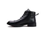 Black Leather Lace-Up Work Shoes for Men