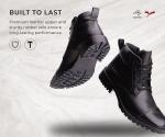 Black Leather Lace-Up Work Shoes for Men