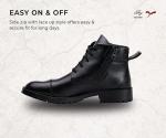 Black Leather Lace-Up Work Shoes for Men