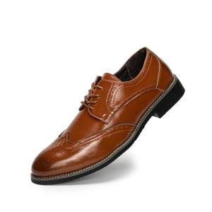 Men's Yellow Brown Lace-Up Brogues Size 9
