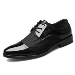 Men's Black Patent Leather Oxford Lace-Up Shoes