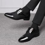 Men's Black Patent Leather Oxford Lace-Up Shoes