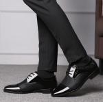Men's Black Patent Leather Oxford Lace-Up Shoes