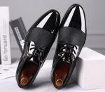 Men's Black Patent Leather Oxford Lace-Up Shoes