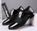 Men's Black Patent Leather Oxford Lace-Up Shoes
