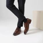 Men's Brown Leather Oxford Shoes - Comfortable & Non-Slip