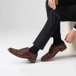 Men's Brown Leather Oxford Shoes - Comfortable & Non-Slip