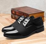 Men's Black Patent Leather Oxford Lace-Up Shoes