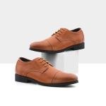 Hitmars Men's Bright Brown Lace-Up Oxfords