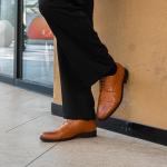 Hitmars Men's Bright Brown Lace-Up Oxfords