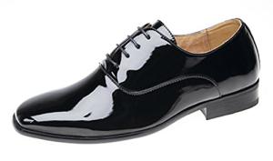 Men's Black Patent Oxford Shoes, Size 10
