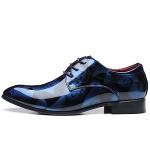 Stylish Blue Patent Leather Oxford Shoes for Men
