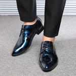 Stylish Blue Patent Leather Oxford Shoes for Men