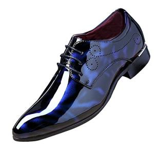 Men's Floral Lace-Up Derby Shoes in Blue