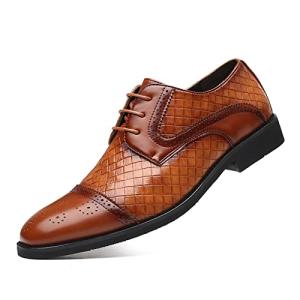 Stylish Men's Brown Lace-Up Dress Shoes, Size 10