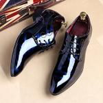 Men's Floral Lace-Up Derby Shoes in Blue