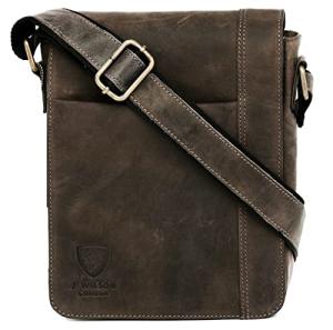Vintage Dark Brown Leather Crossbody Messenger Bag