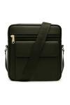 Unisex Real Leather Crossbody Messenger Bag - Black