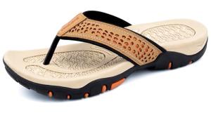ChayChax Men’s Arch Support Flip Flops - Khaki
