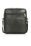 Unisex Real Leather Crossbody Messenger Bag - Black