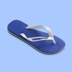 Havaianas Brasil Logo Flip-Flops in Navy Blue