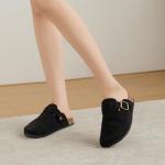 Unisex Suede Clogs with Adjustable Buckle