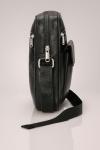 Unisex Real Leather Crossbody Messenger Bag - Black