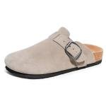 Men's Suede Clogs with Arch Support - Taupe 10.5