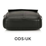 Unisex Real Leather Crossbody Messenger Bag - Black