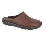 Men's Leather Stitch Down Clog Slipper - Brown