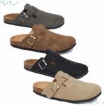 Men's Faux Suede Clogs with Cork Footbed