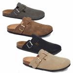 Men's Faux Suede Clogs with Cork Footbed