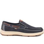 Navy Wide Fit Slip-On Boat Shoes, Size 9