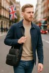 Real Leather Travel Shoulder Bag for Men & Women