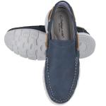 Navy Slip-On Faux Leather Boat Loafers for Men