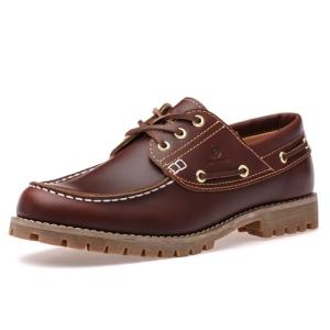 Men's Classic Brown Leather Boat Shoes