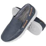 Navy Slip-On Faux Leather Boat Loafers for Men
