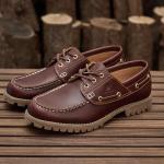 Men's Classic Brown Leather Boat Shoes