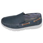 Navy Slip-On Faux Leather Boat Loafers for Men