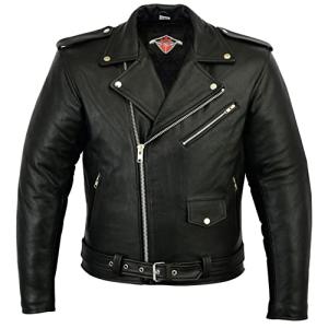 Men's Leather Motorcycle Jacket with CE Armor - XXL