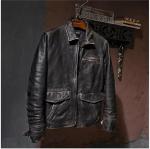 Men's Genuine Lambskin Distressed Black Leather Jacket