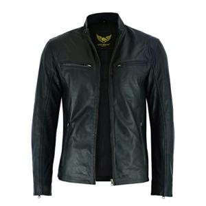 Men's Lambskin Leather Biker Jacket with Pockets