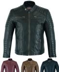Men's Black Sheepskin Biker Leather Jacket - L