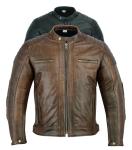 Mens Leather Motorcycle Jacket with CE Armour - Distressed Brown