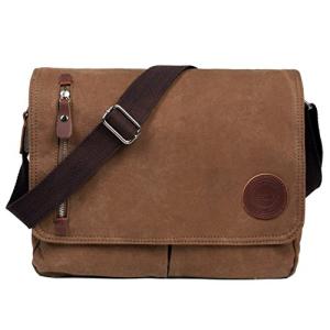LOSMILE Men's Brown Canvas Messenger Bag