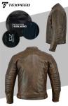 Mens Leather Motorcycle Jacket with CE Armour - Distressed Brown