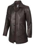 Men's Brown Distressed Leather Quarter Length Jacket